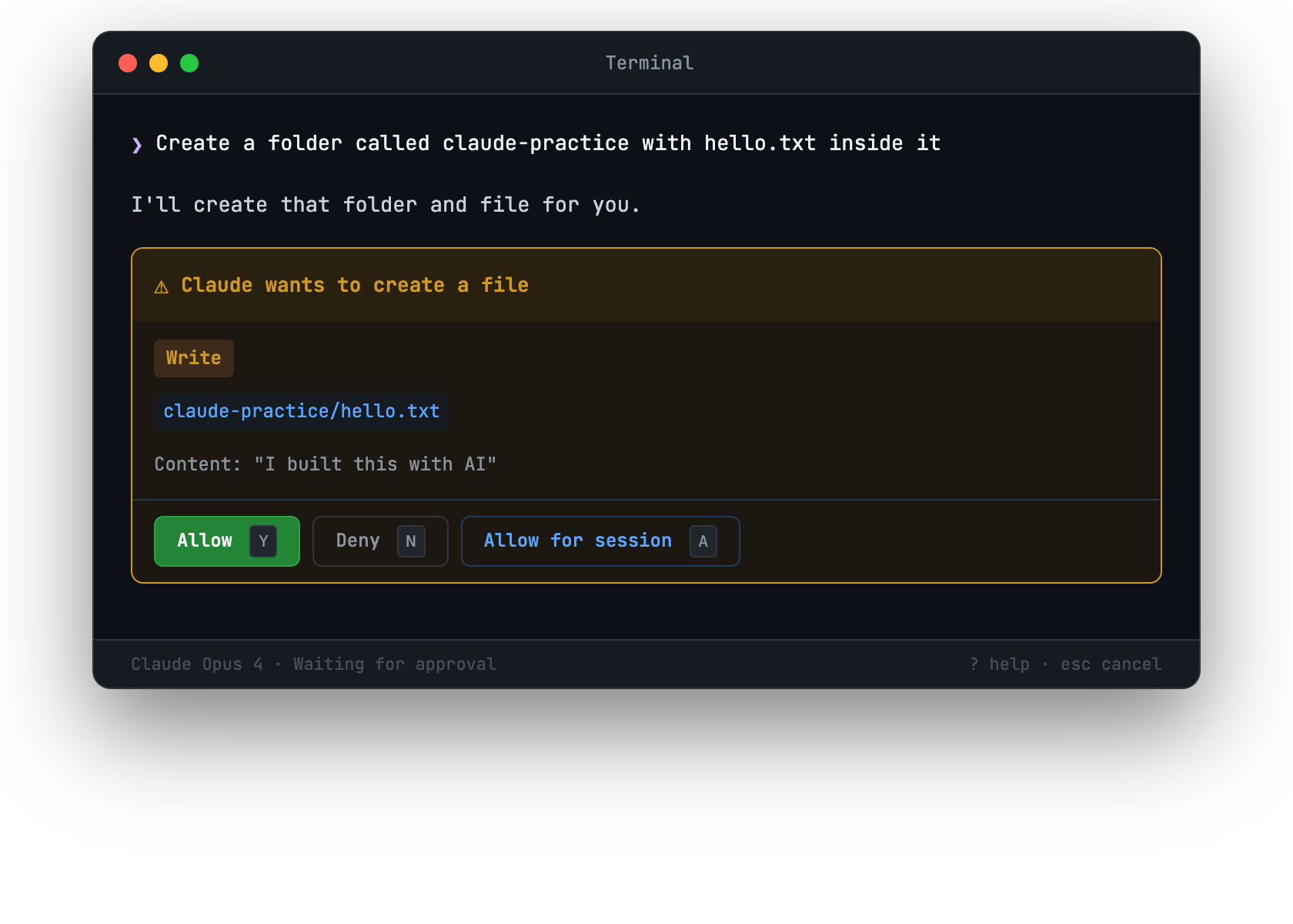The permission prompt you have been seeing throughout the course